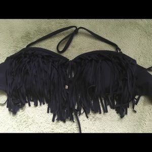 🎉3 for $15🎉 Black fringe bandeau halter bikini